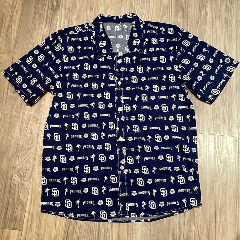 NEW SAN DIEGO PADRES ALOHA HAWAIIAN COLLARED BUTTON UP PROMO SHIRT